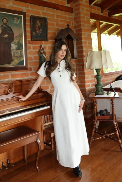 LONG DENIM DRESS BLANCO