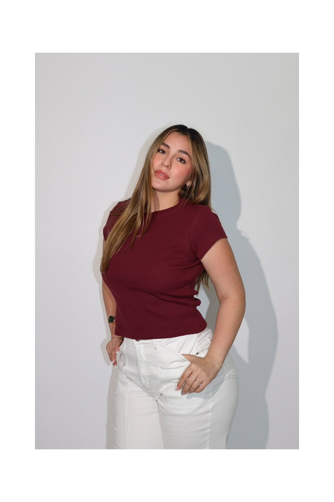 COTTON TEE BURGUNDY