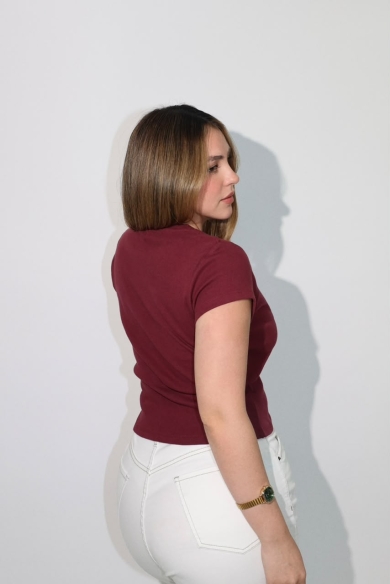COTTON TEE BURGUNDY